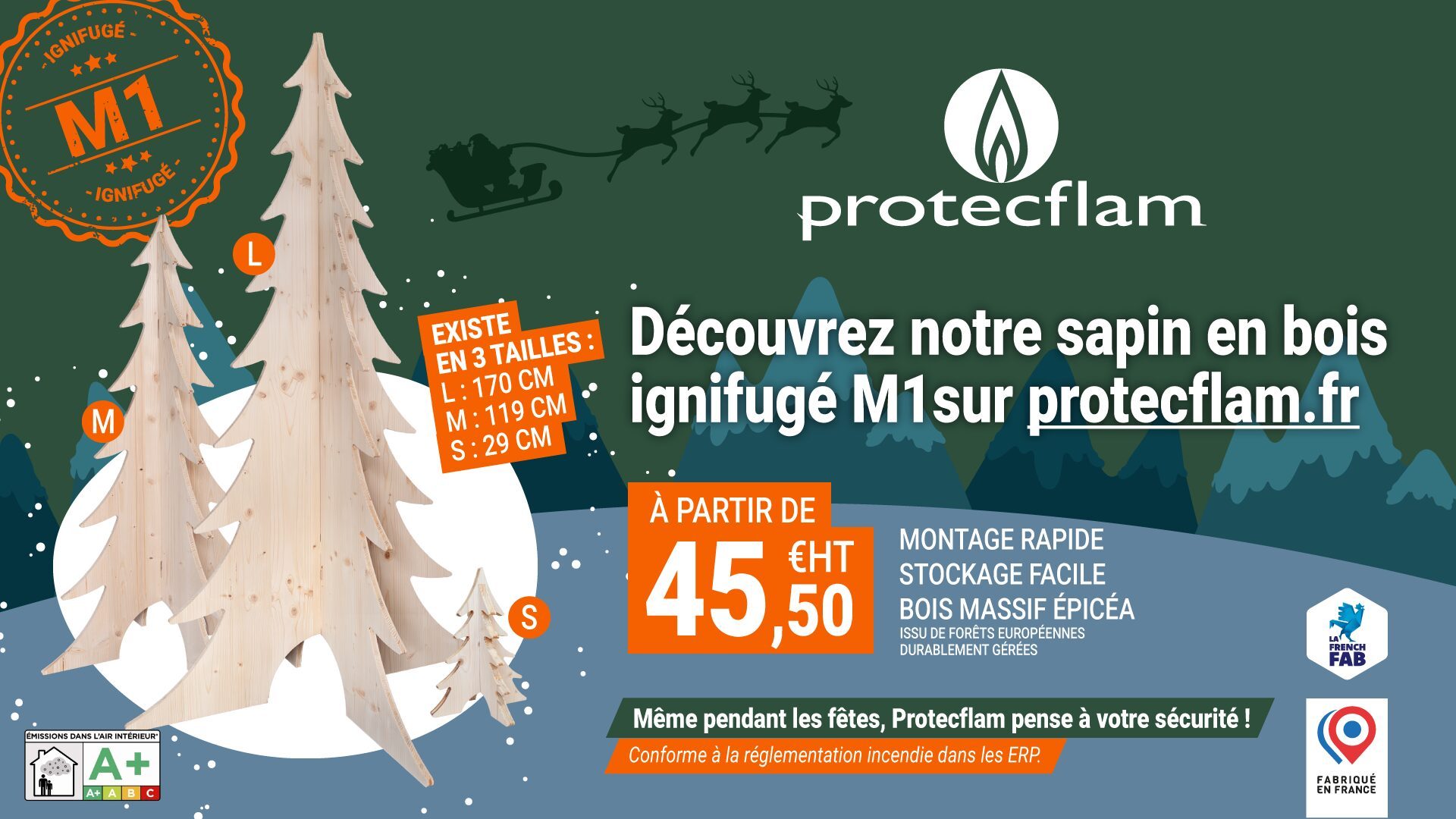 sapin de noël ignifugé M1